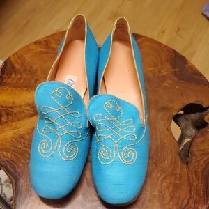 Elegant Blue and Gold Women's Shoes